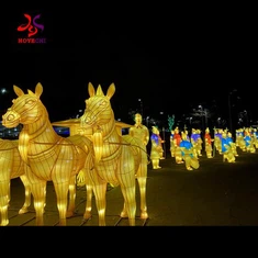 Dekoracja latarni chińskiego nowego roku ze światłami do wystroju ogrodu zoologicznego w parku rozrywki